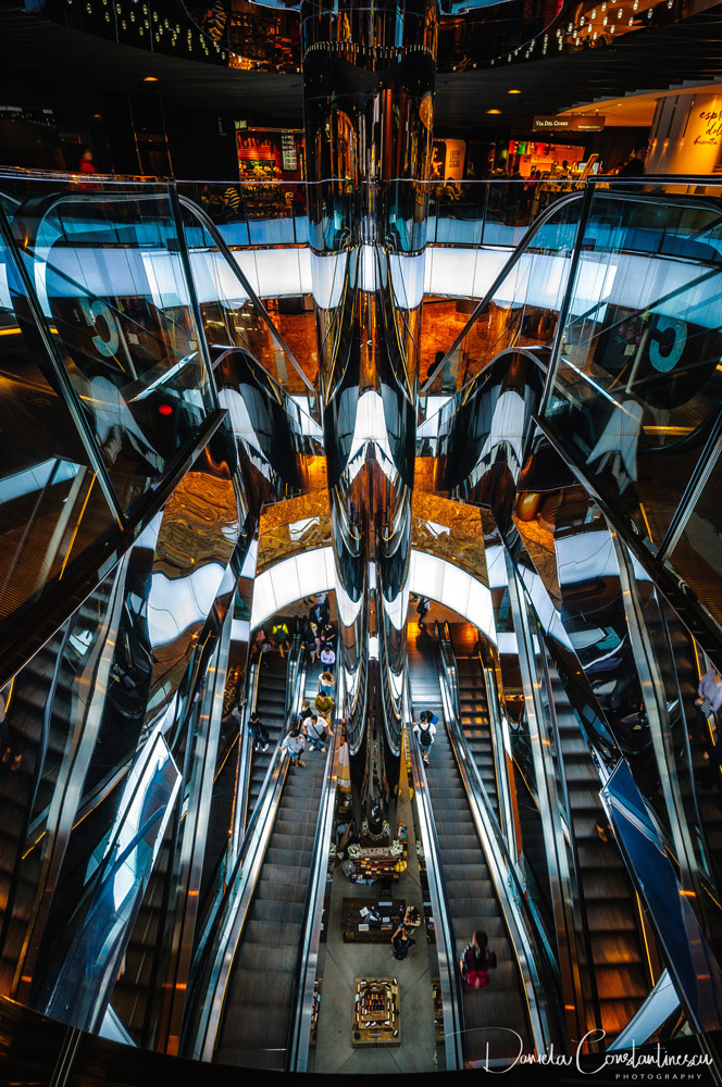 Looking down  -Escalators Bonanza at Shopping Mall in Sydney